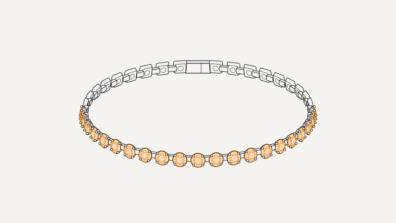 Illustrazione di un bracciale tennis con pietre arancio – Gioielleria Scaduto