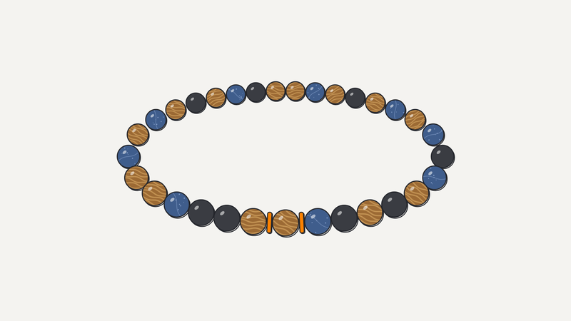 Illustrazione di un bracciale di pietre dure con occhio di tigre, lapislazzuli e onice – Gioielleria Scaduto