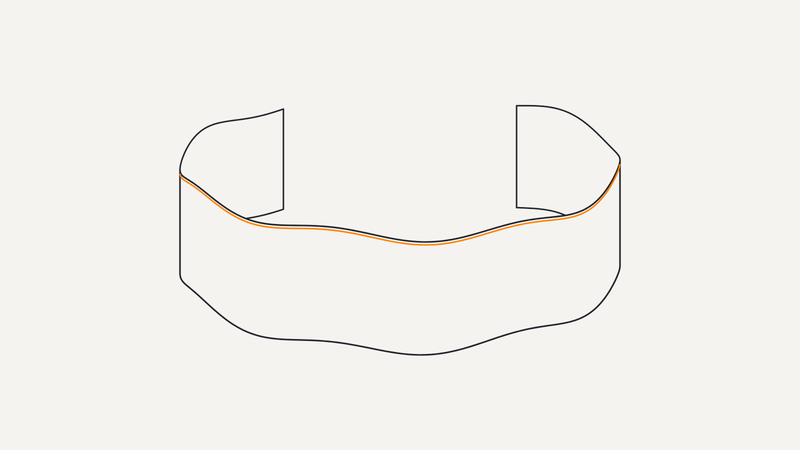 Illustrazione di un bracciale rigido a fascia ondulata con profilo arancio – Gioielleria Scaduto