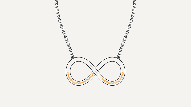 Illustrazione di un pendente a forma di infinito con pavé arancio – Gioielleria Scaduto