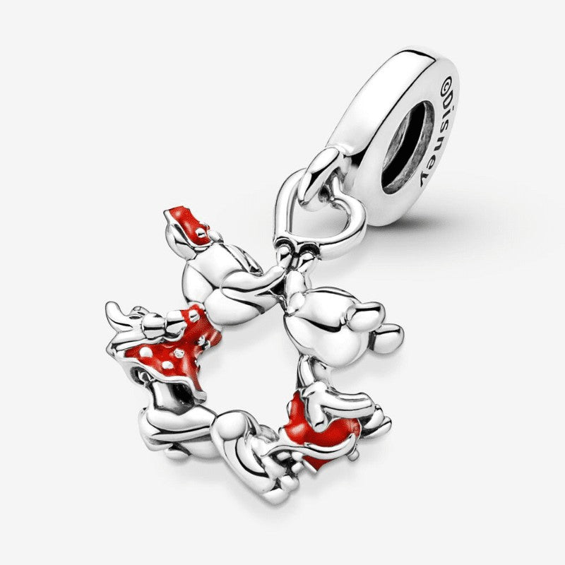 Disney, charm Pendente Mickey Mouse & Minnie, Il Bacio