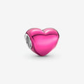 Charm Cuore Metallico Rosa