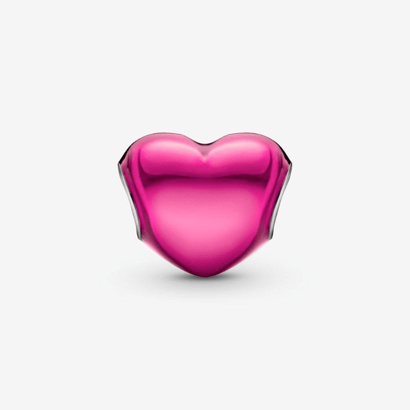 Charm Cuore Metallico Rosa