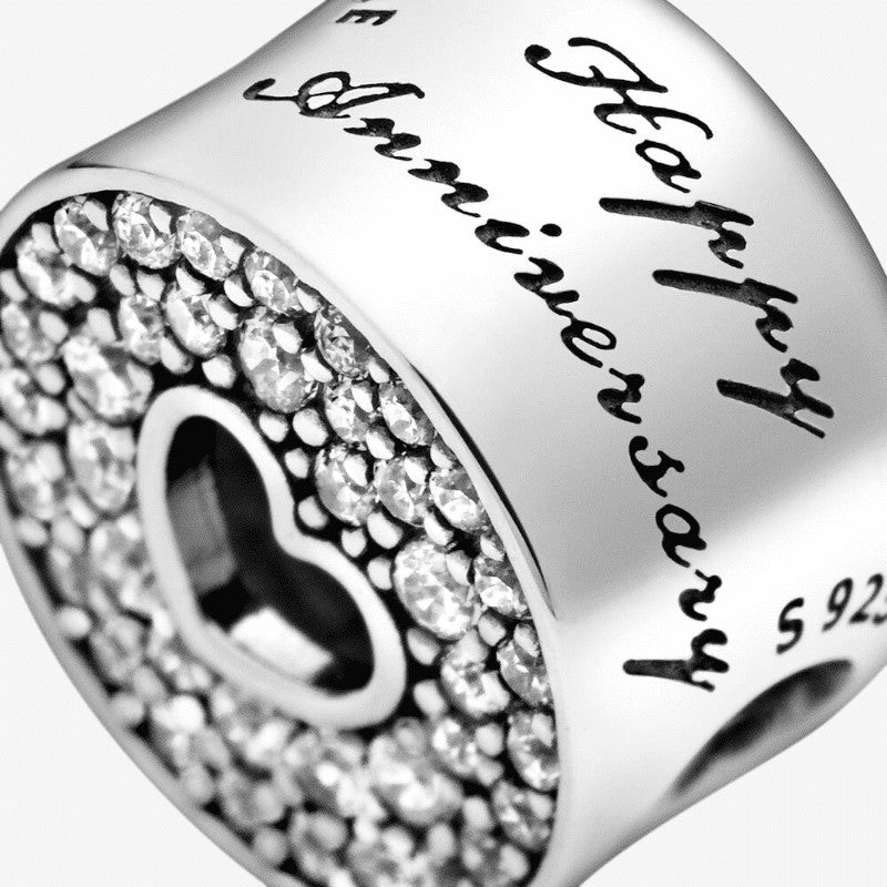 Charm Buon Anniversario Pavé e cuore