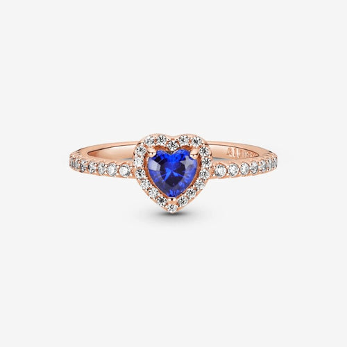 Anello Cuore in Rilievo Blu Oro Rosa