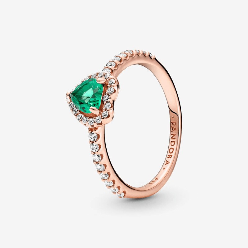 Anello Cuore in Rilievo Verde