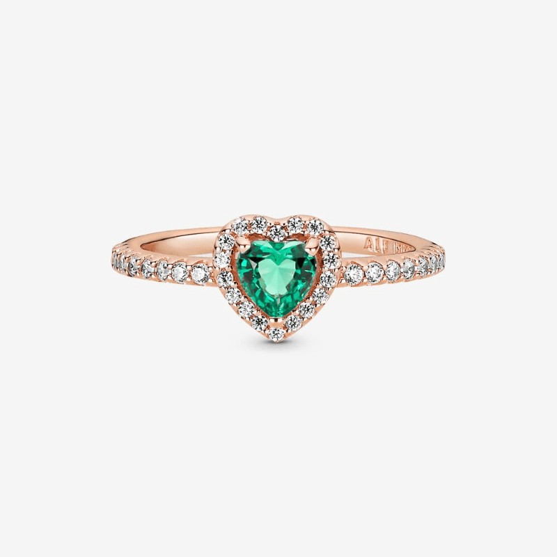 Anello Cuore in Rilievo Verde