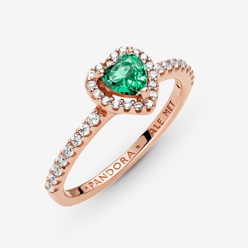 Anello Cuore in Rilievo Verde