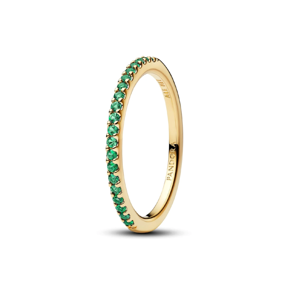 Pandora | Anello Pavè Fascia Sottile Verde