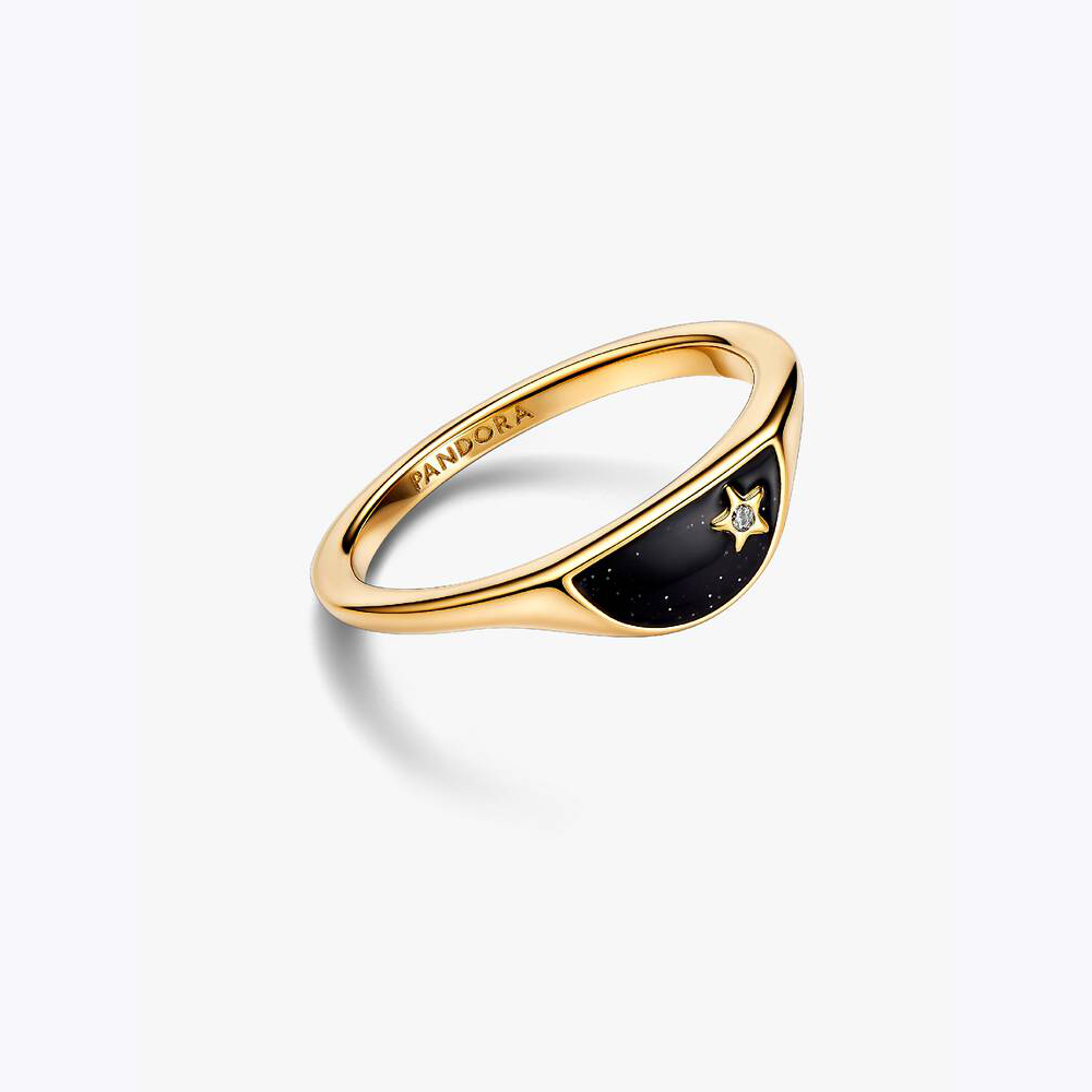 Pandora | Anello Mezzo Sigillo con Smalto Pandora ME Dorato