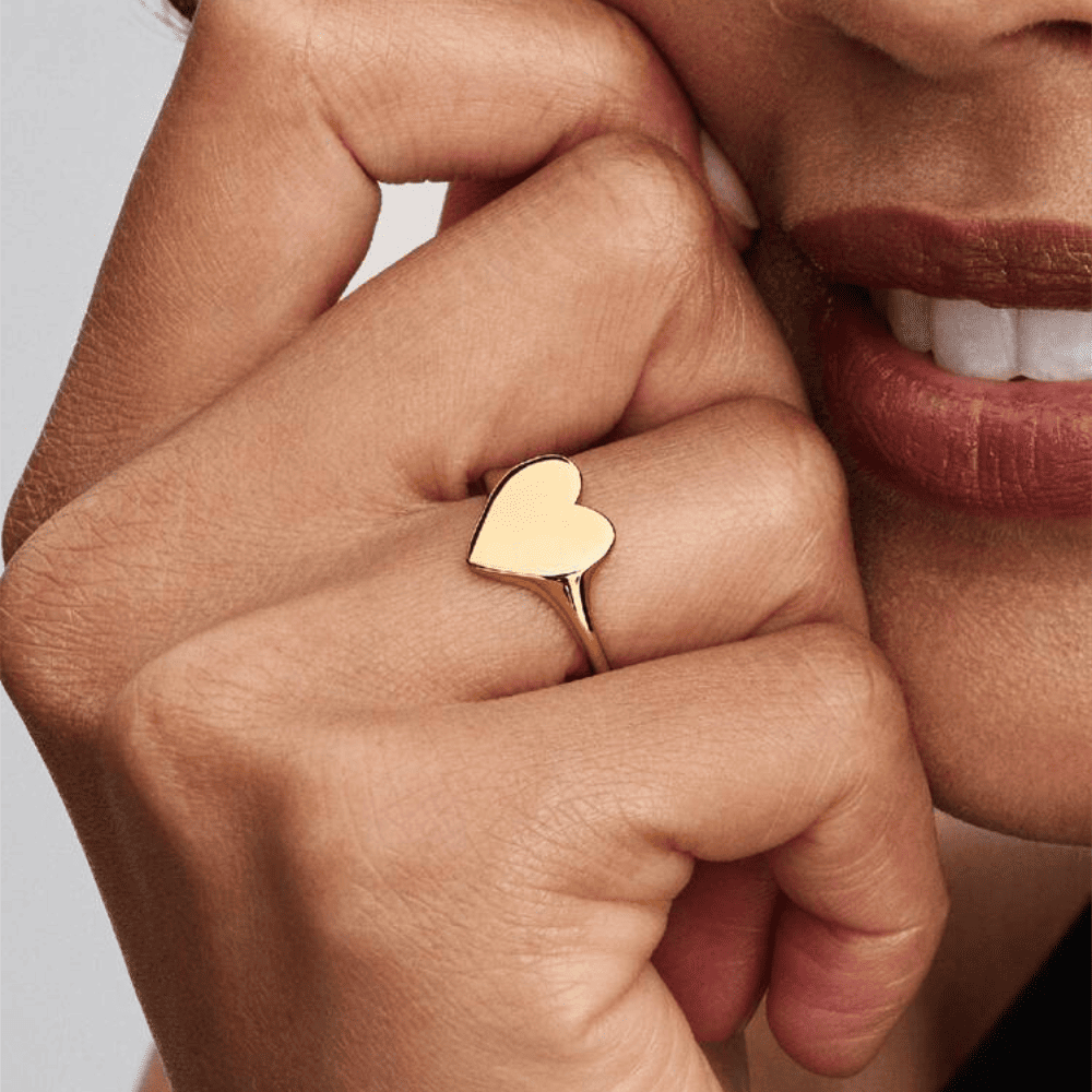Pandora | Anello Cuore Dorato da incidere