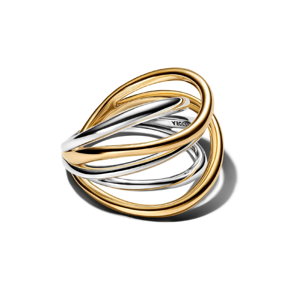 Anello Linee Intrecciate Bicolore