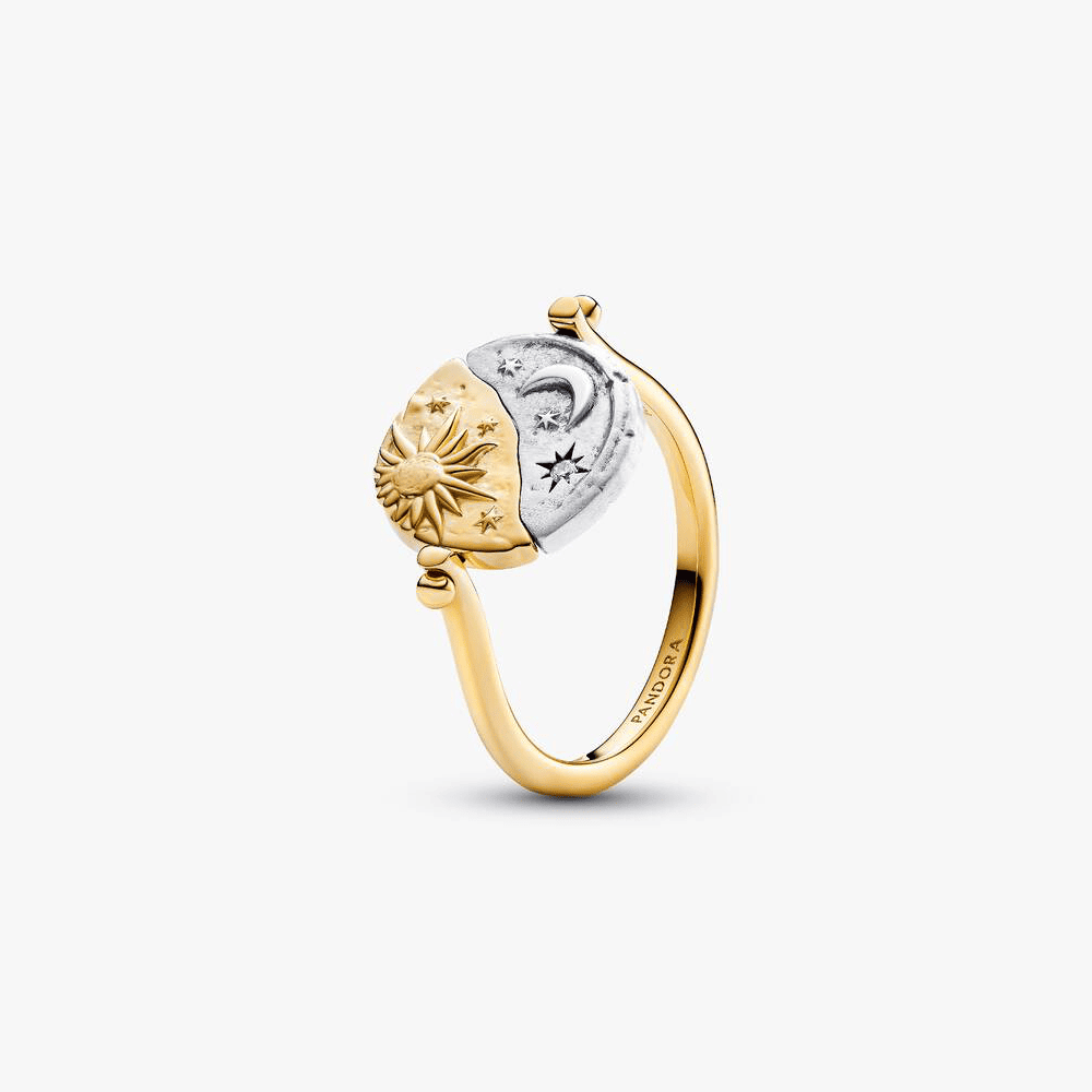 Anello Medallion Sole e Luna “Per Aspera Ad Astra” Reversibile