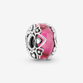 Charm Vetro di Murano Rosa con Cuori