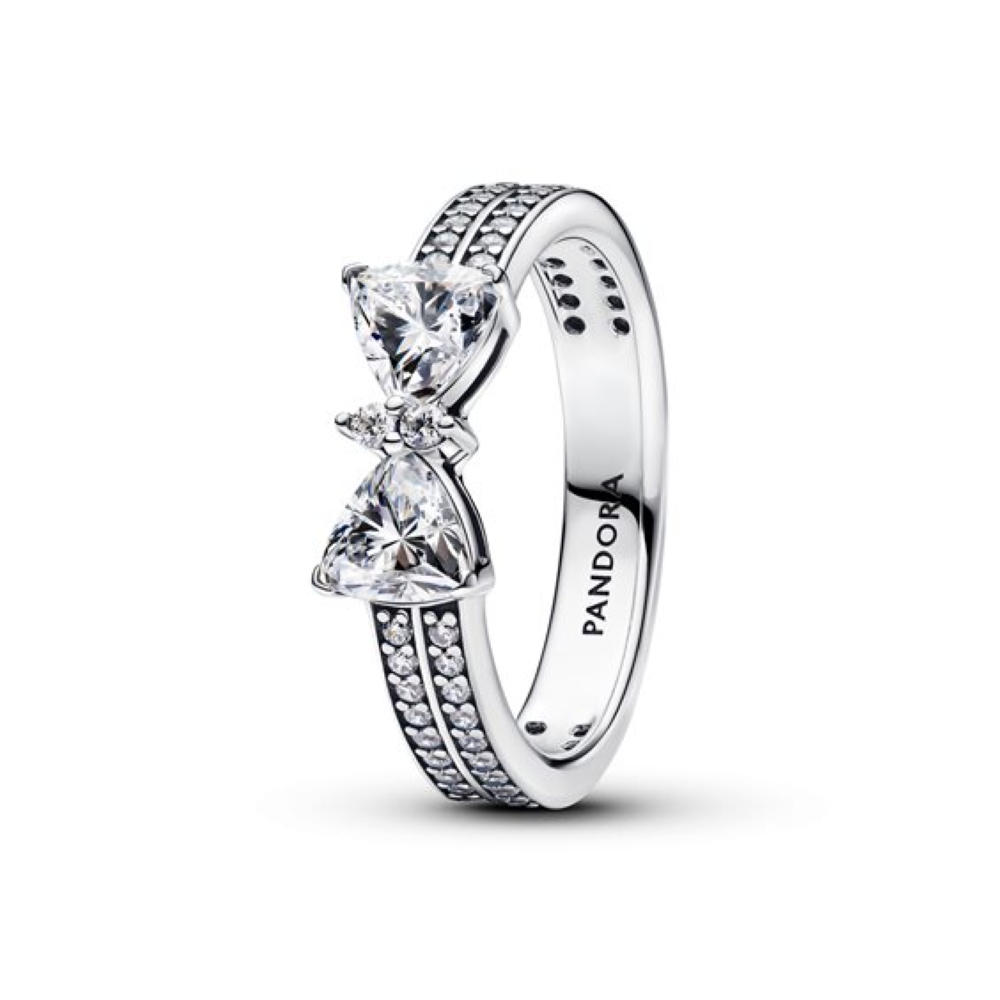 Pandora | Anello Doppia Fascia Pavè con Fiocco Luminoso