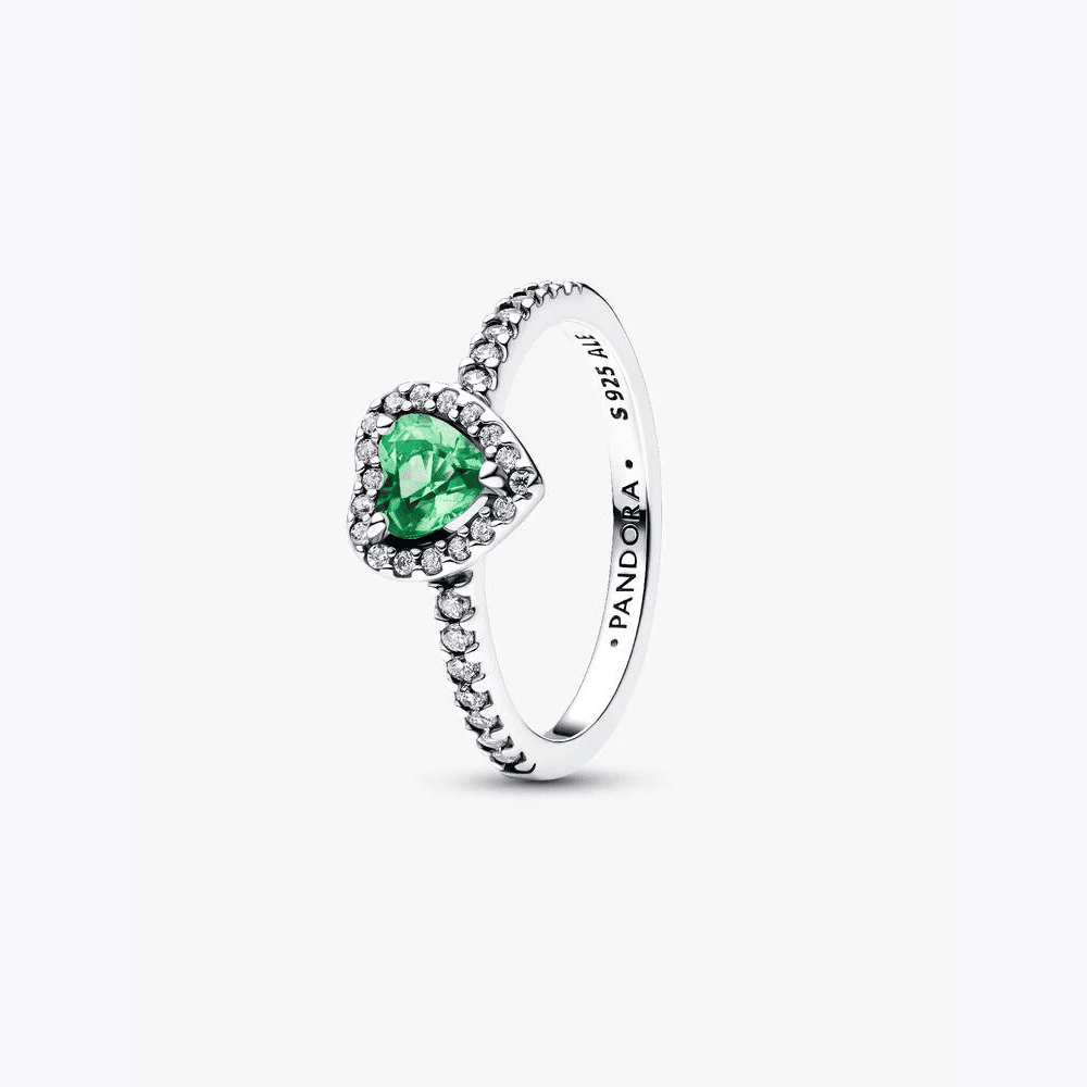 Pandora | Anello Cuore in Rilievo Verde Chiaro