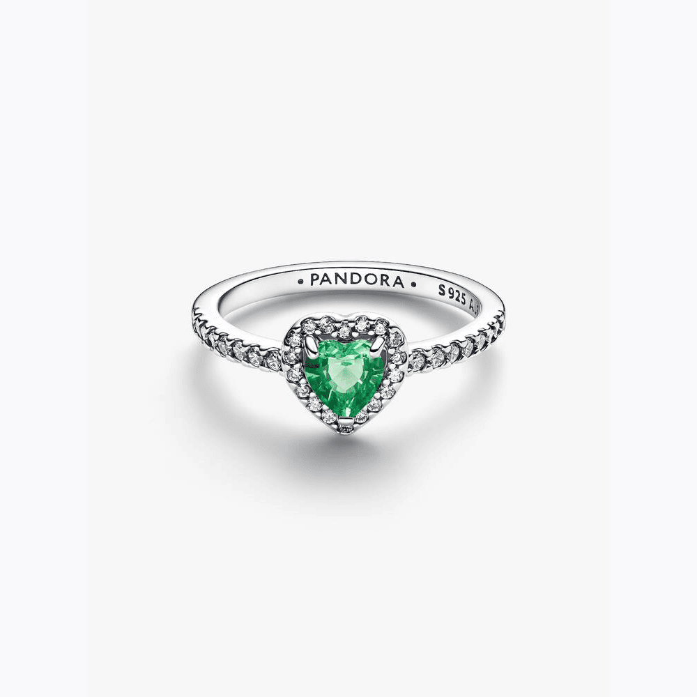 Pandora | Anello Cuore in Rilievo Verde Chiaro