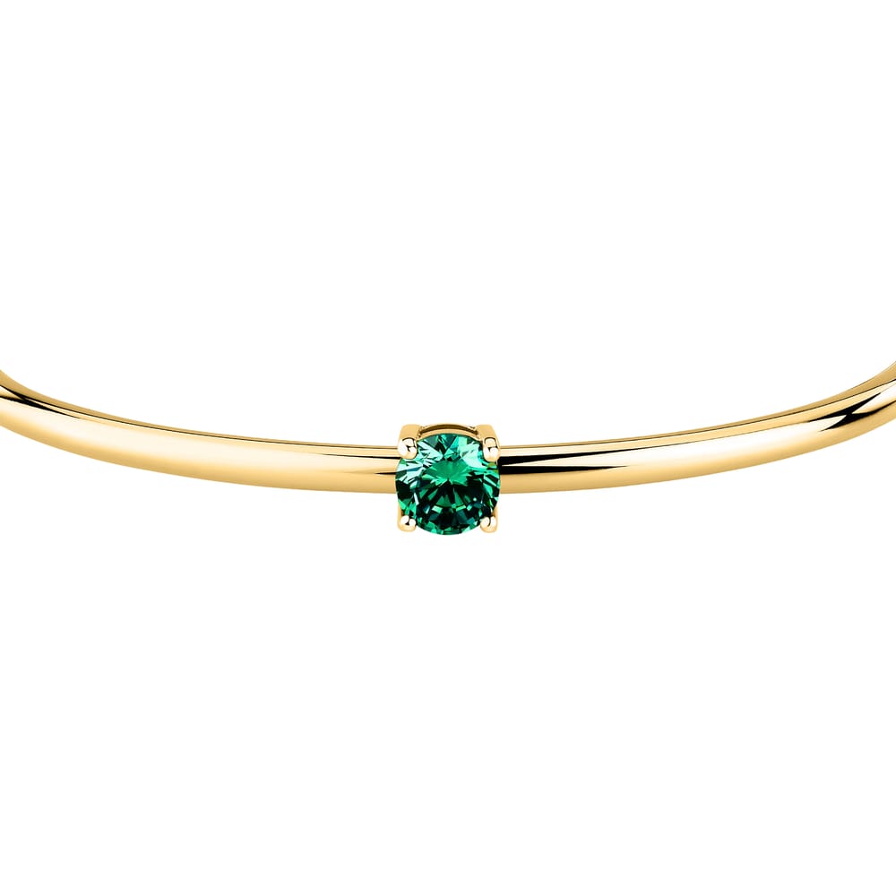 Bracciale Rigido Cerchi in Acciaio Dorato e Zirconi Verdi – Morellato SAKM98