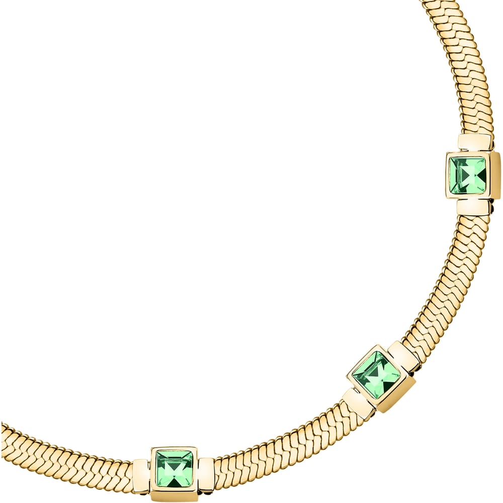 Bracciale Gioia a Catena in Acciaio Dorato e Cristalli Verdi – Morellato SAVY31