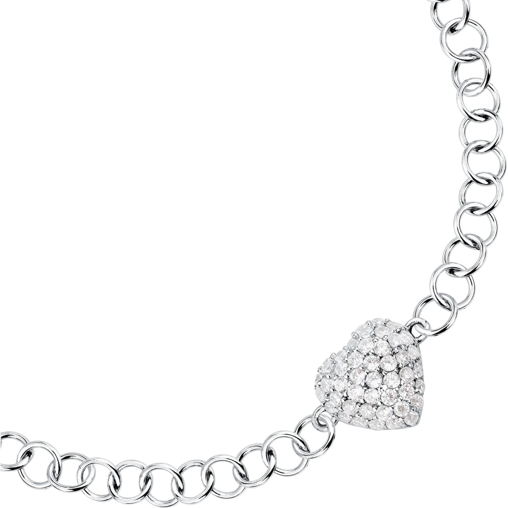 Bracciale Nobile a Catena Cuore in Argento e Zirconi Bianchi – Morellato SAZK05