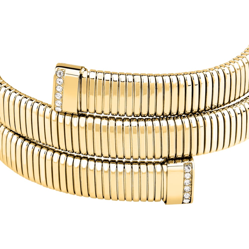 Bracciale Rigido Onda in Acciaio Dorato e Cristalli Bianchi – Morellato SAZP23