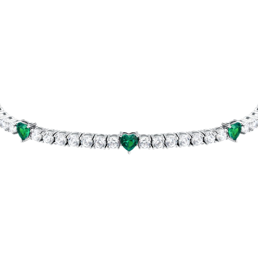 Bracciale Tennis Tesori Cuore in Argento e Zirconi Verdi – Morellato SAIW235