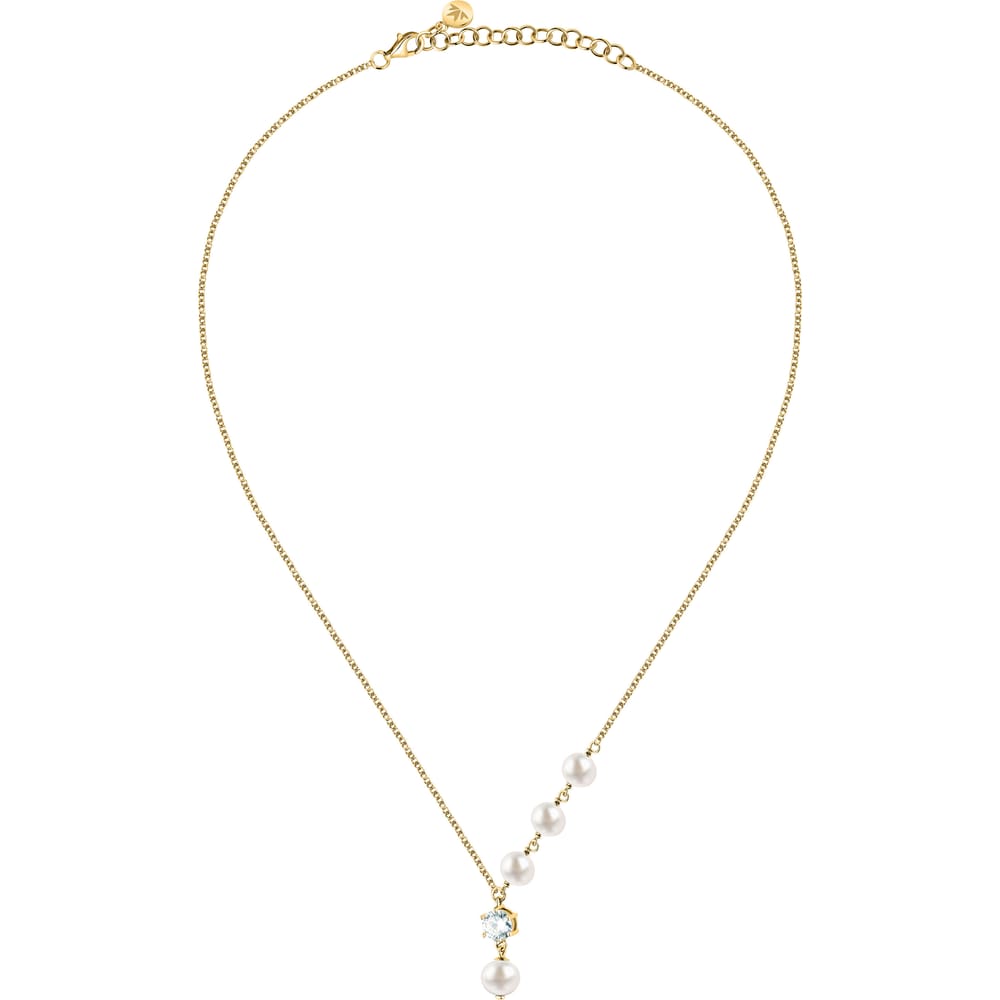 Collana Perla con Pendente in Argento Dorato e Zirconi Bianchi – Morellato SXU56