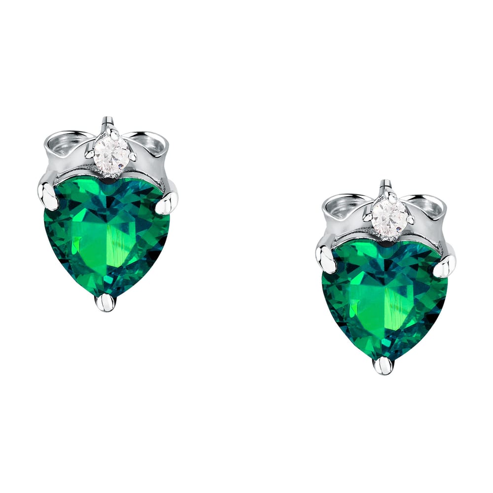 Orecchini Nobile a Lobo Cuore in Argento e Zirconi Verdi – Morellato SAIW164