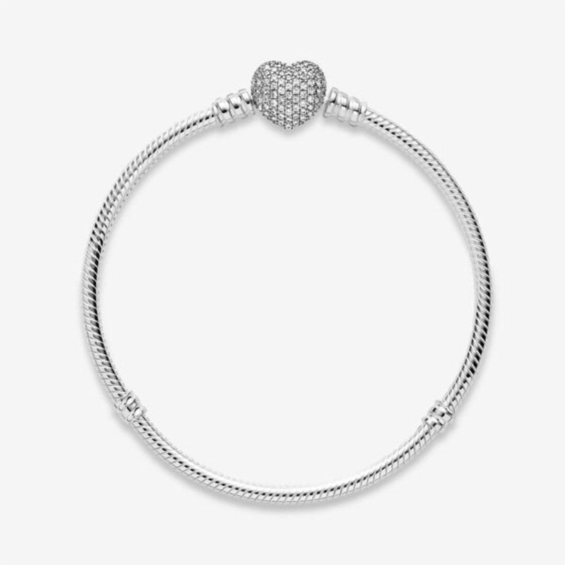 Bracciale con Chiusura a Cuore Pavè