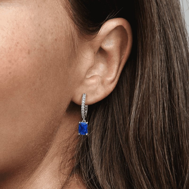 Orecchini Cerchi Pavè e Pietre Blu