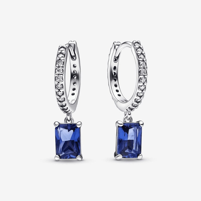 Orecchini Cerchi Pavè e Pietre Blu
