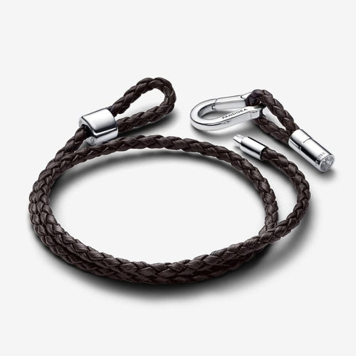 Bracciale Moments in Pelle Marrone Doppio con Chiusura a Moschettone Regolabile