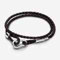 Bracciale Moments in Pelle Marrone Doppio con Chiusura a Moschettone Regolabile
