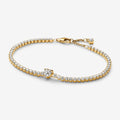 Bracciale Tennis Dorato con Cuore in Rilievo