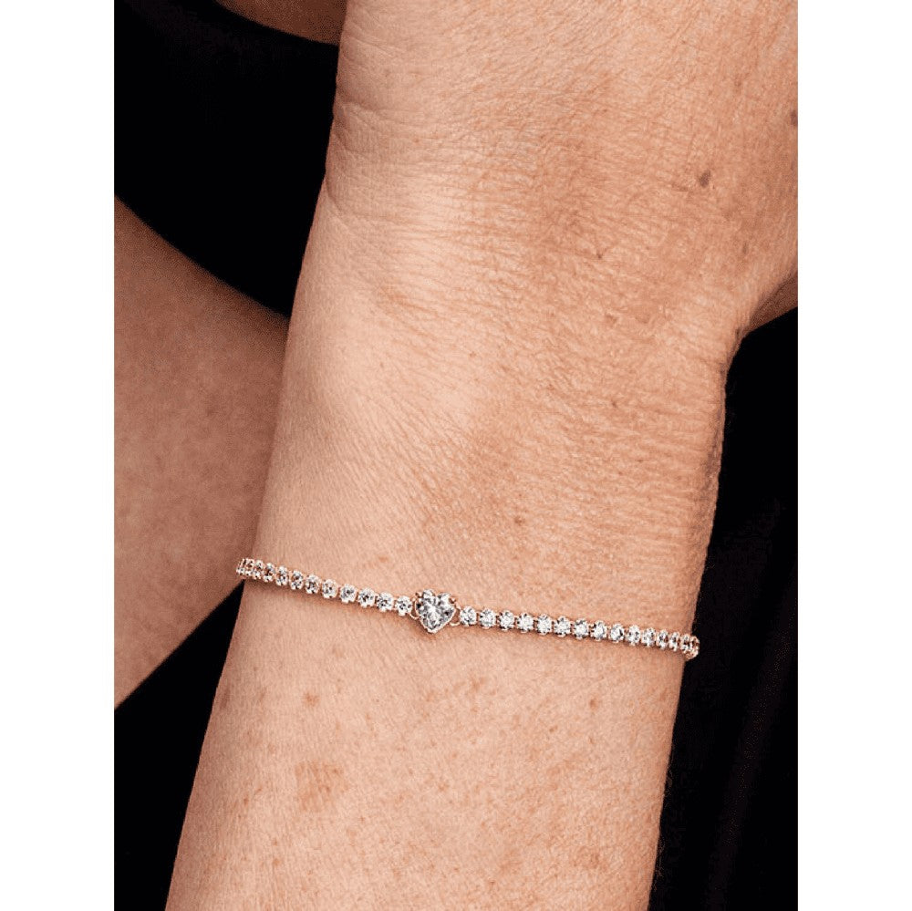 Bracciale Tennis Dorato con Cuore in Rilievo