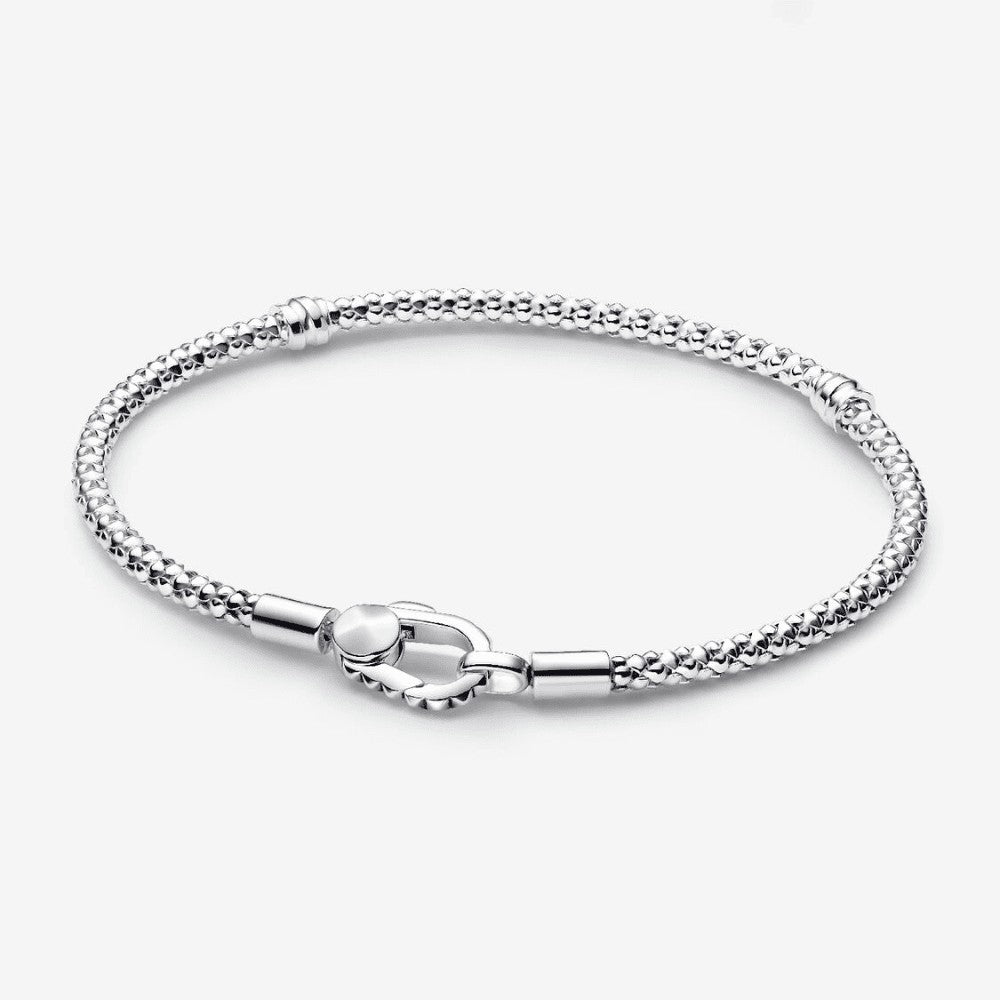 Bracciale Maglia Geometrica con Chiusura a Moschettone