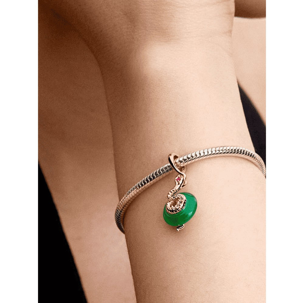 Charm Pendente Serpente Vetro di Murano verde