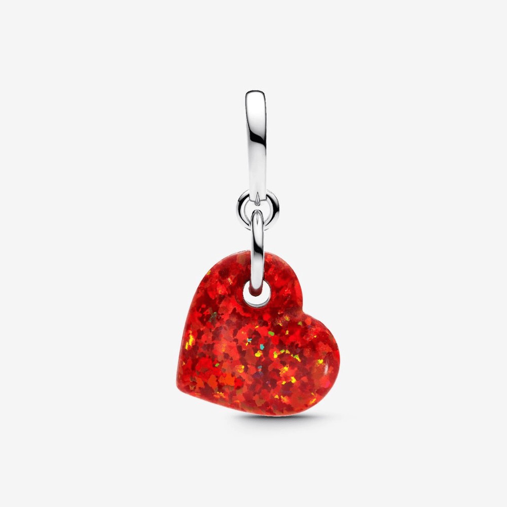 Charm Pendente Cuore Opale Rosso