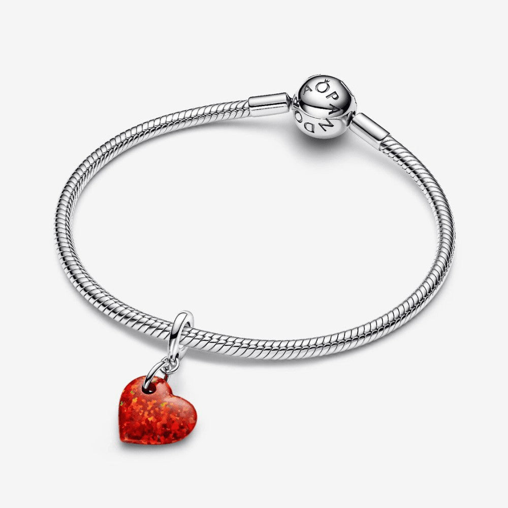 Charm Pendente Cuore Opale Rosso