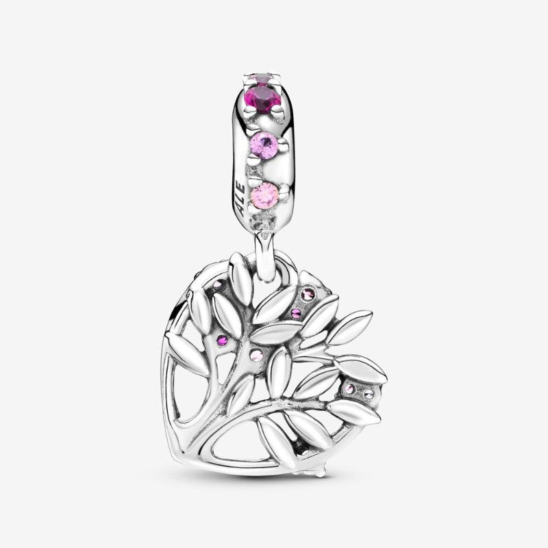 Charm Pendente Albero della famiglia Pietre rosa