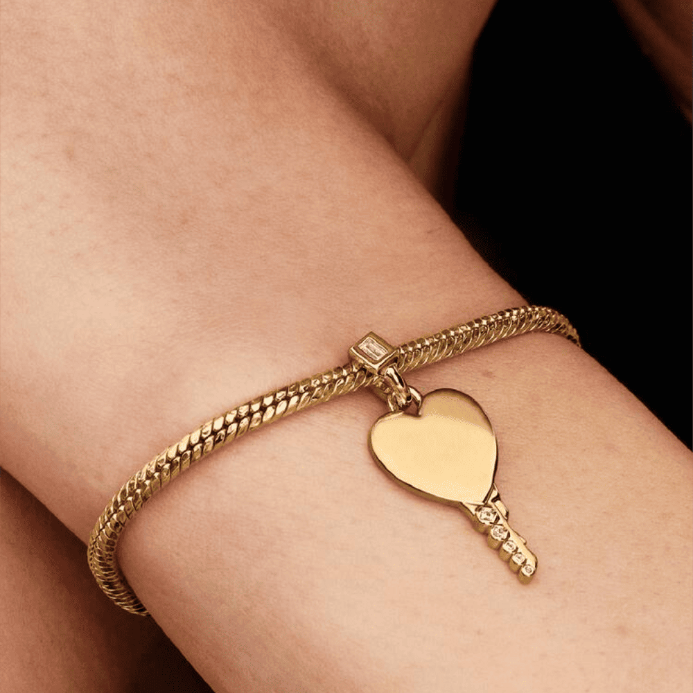 Pendente Chiave a Cuore da incidere Dorata