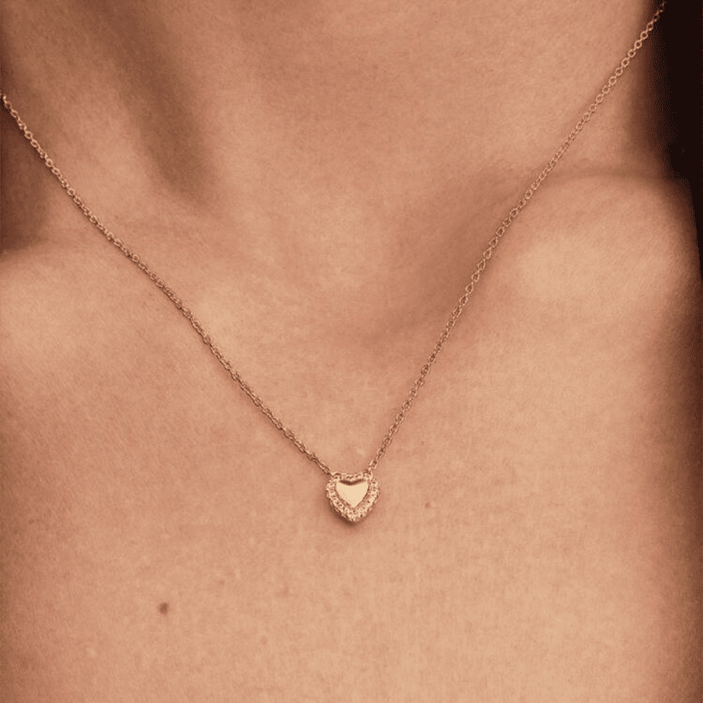Collana Cuore e Pavé da incidere