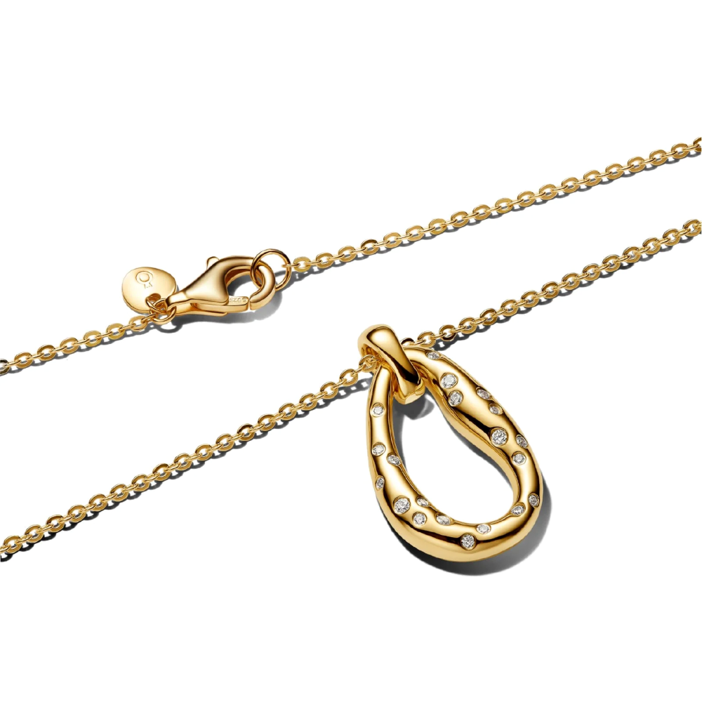 Collana Ovale Linea Sinuosa con Pietre Luminose