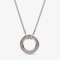 Collana Cerchio Bicolore Logo e Pavè