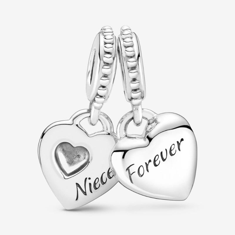 Charm pendente con due cuori Zia e nipote