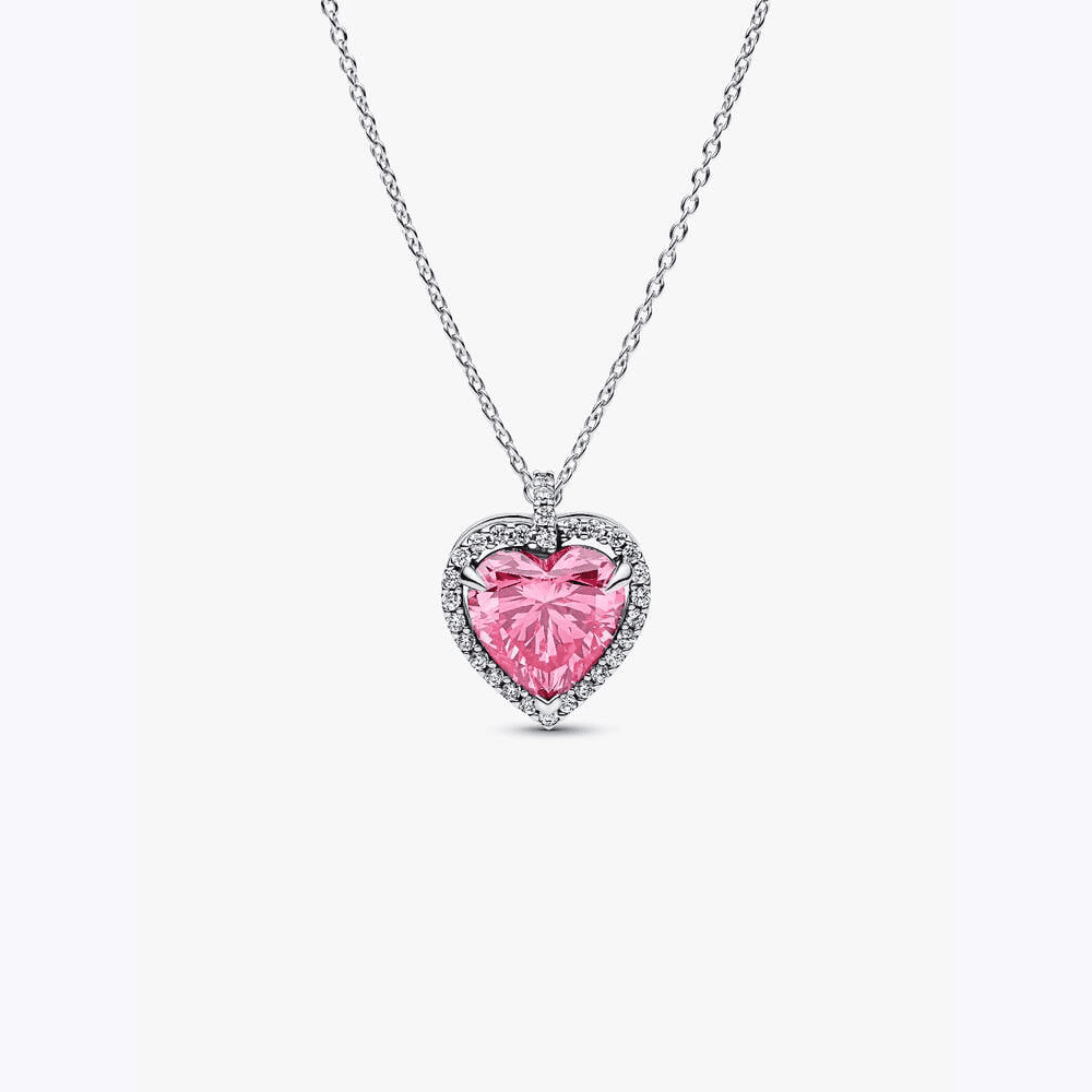 Collana Cuore in Rilievo Rosa Grande