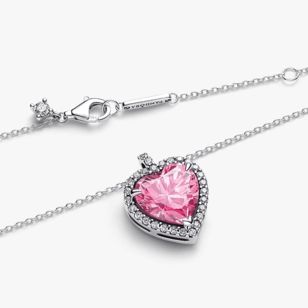 Collana Cuore in Rilievo Rosa Grande
