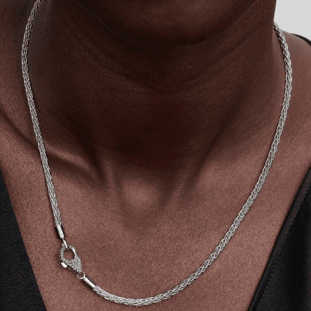 Collana Maglia Coda di Volpe con Chiusura Pavè