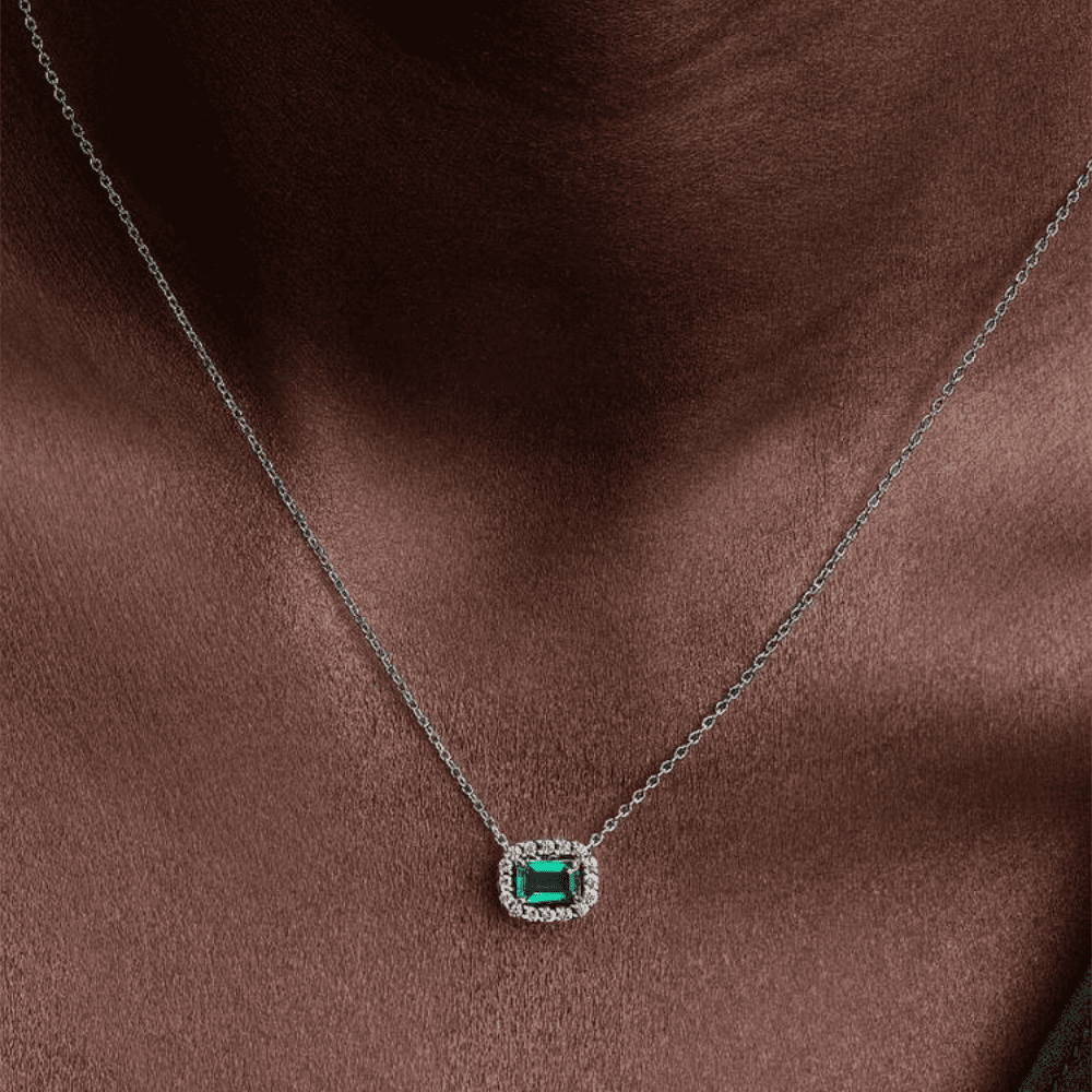 Collana Punto Luce Rettangolo Verde
