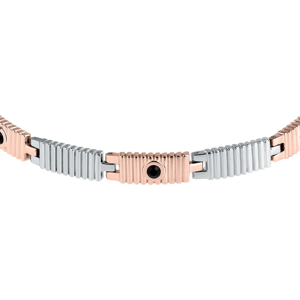 Bracciale Urban in Acciaio Bicolore e Cristalli Neri – Morellato SABH30